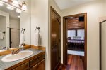 Main level king master suite bathroom with step-in shower.